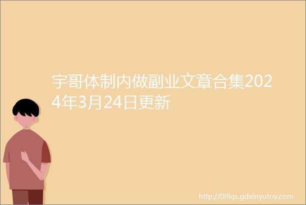 宇哥体制内做副业文章合集2024年3月24日更新