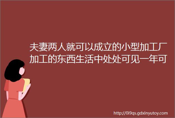 夫妻两人就可以成立的小型加工厂加工的东西生活中处处可见一年可赚50万