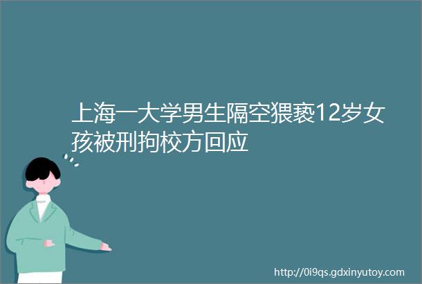 上海一大学男生隔空猥亵12岁女孩被刑拘校方回应